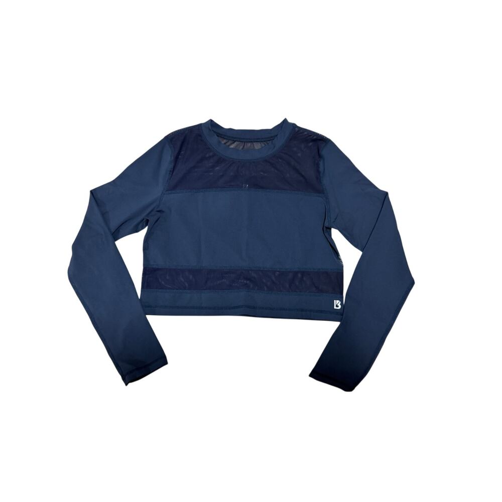 BuffBunny Navy Blue Long Sleeve Cropped Mesh Top- Size XL
